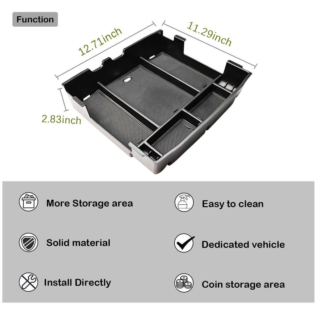 For 2025 2025 Ford F250 F350 F450 F550 Center Console Organizer Armrest Storage Box Tray Secondary Interior Car Box Accessories