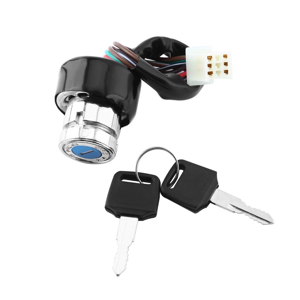 Universal Car Motorcycle 6 Wire In 9 Pin Plug Ignition Switch 3 Position 2 Keys