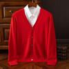 Men's Plus Size V-neck Knit Cardigan Sweater for Autumn & Winter