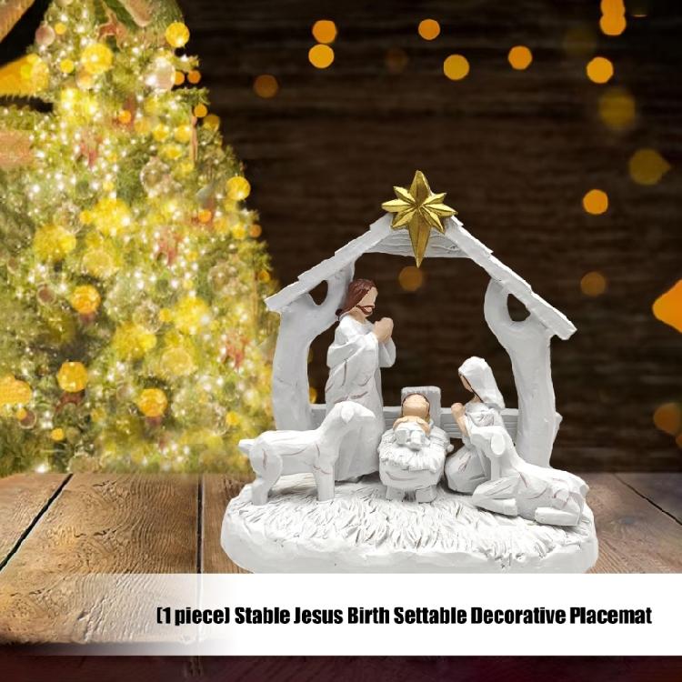Stable Nativity Scene Statue Christmas Nativity Figurines Holy Family Collectables Decors,Table Ornament for Indoor