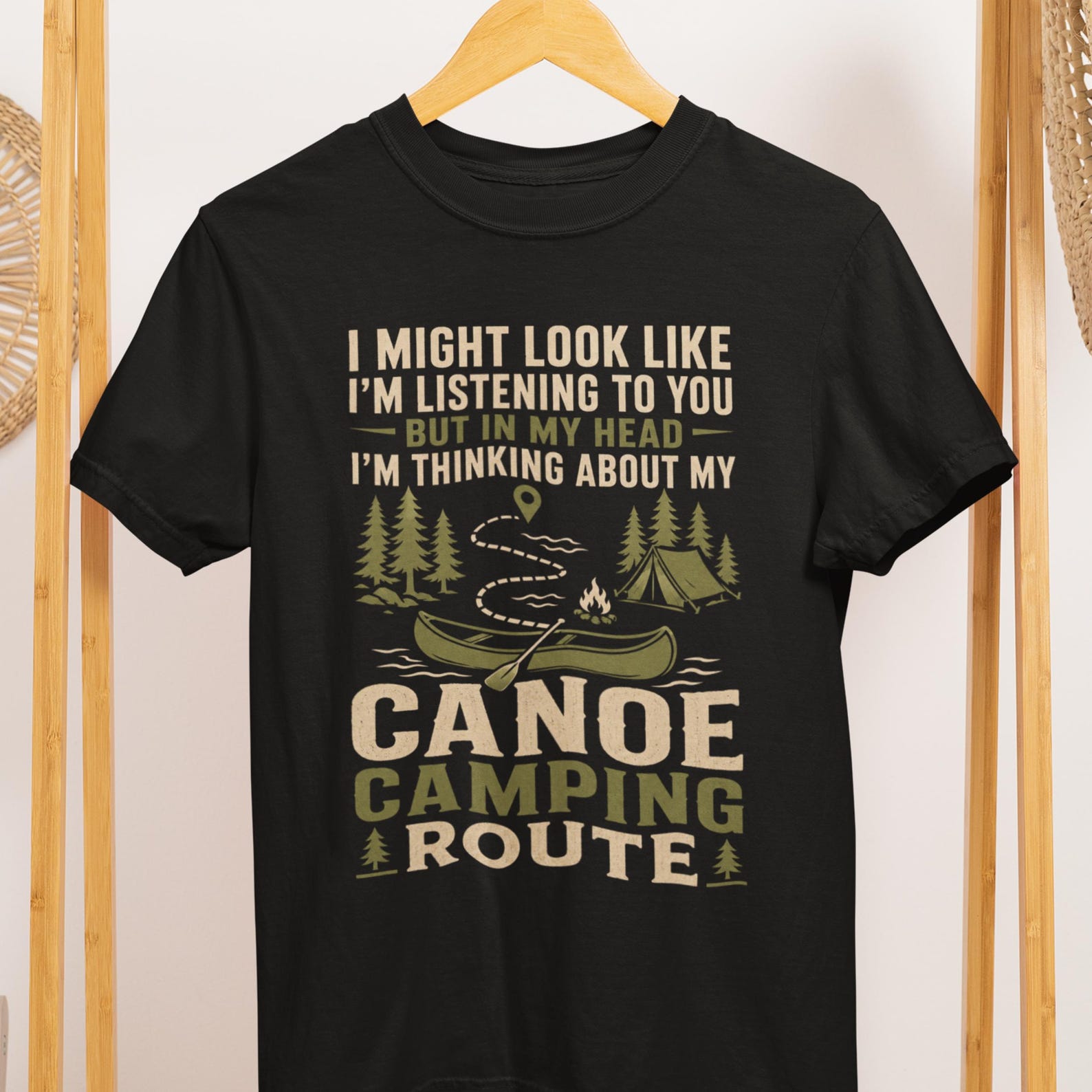 Comfort Colors Canoe Camping Route Shirt, Paddling Wilderness Tee L