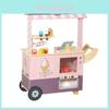 Wooden Ice Cream Shop Playset With Cash Register For Kids Pretend Market Toy