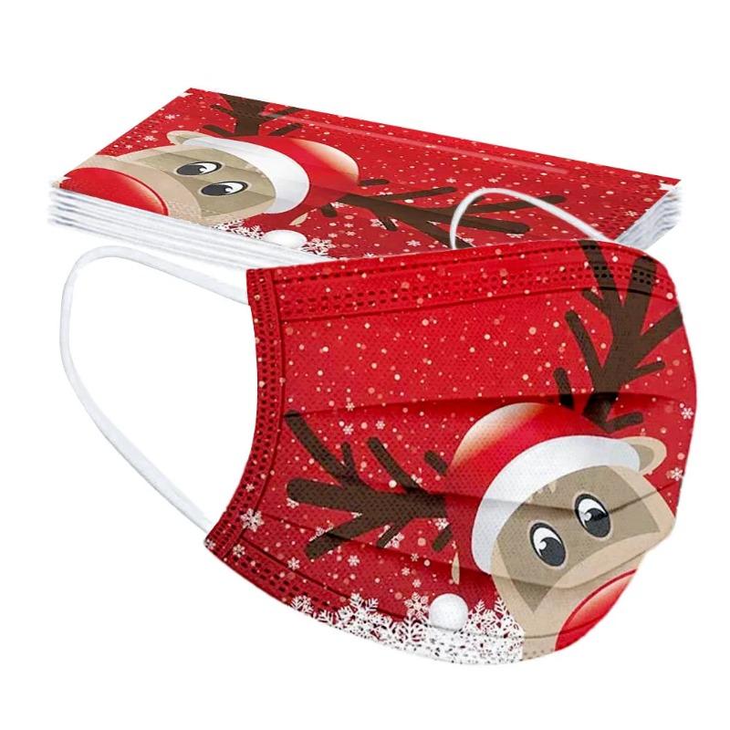 20 Stück Gesichtsmaske für Erwachsene Einweg-Gesichtsmaske Weihnachten 3D-Druck 3-lagig Ohrschlaufe Unisex Mundschutz Mascarillas Kinder Maske