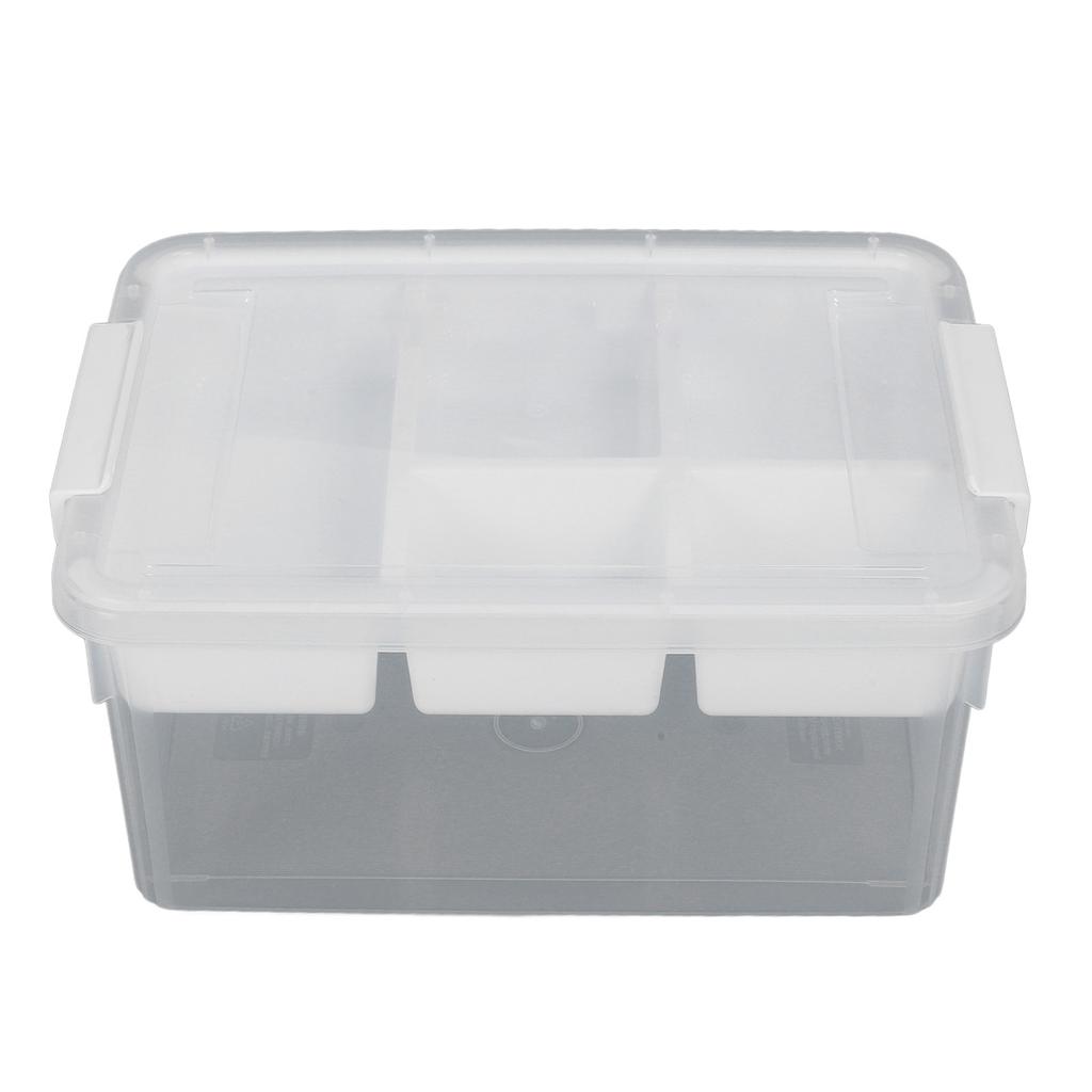 16L Plastic Storage Box Sturdy PP Clear Latching Box with Removable Tray for Toys Organization