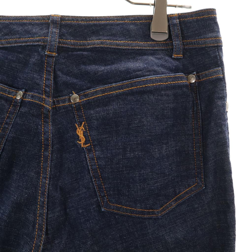 Yves Saint Laurent Made In Italy Flare Denim Pants RIRI Zip Heart Jeans Women Used