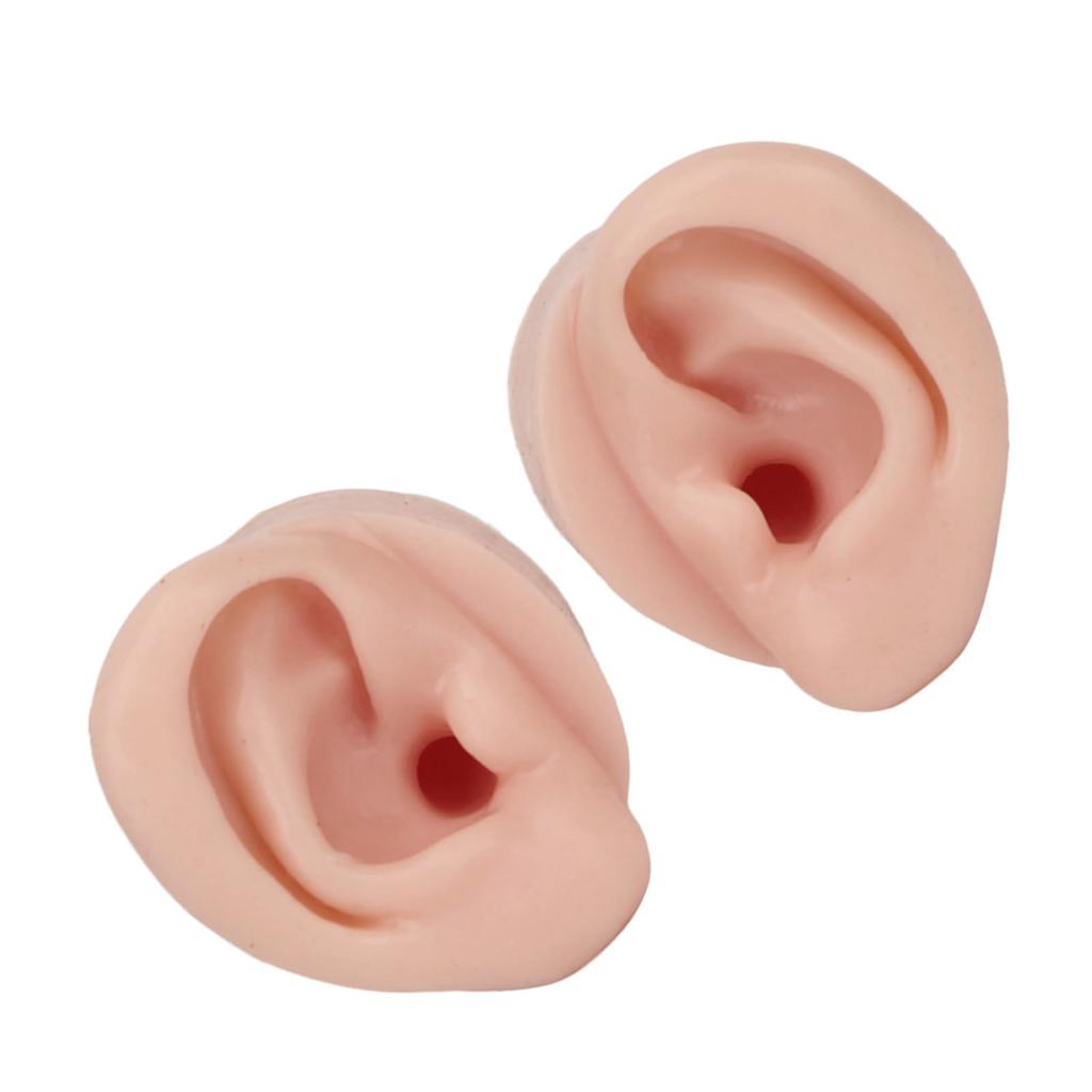 1 Pair Piercing Practice Ear Model Novice Soft Silicone Flexible Ear Model Props for Jewelry Display Medium Skin Color