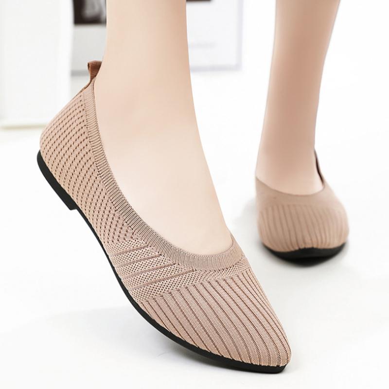 Fashion Samilor Knit Ballet Flat Shoes Round Toe Flats for Women Casual Slip on Shallow Shoes Plus Size Office Boat Shoes Moccasins