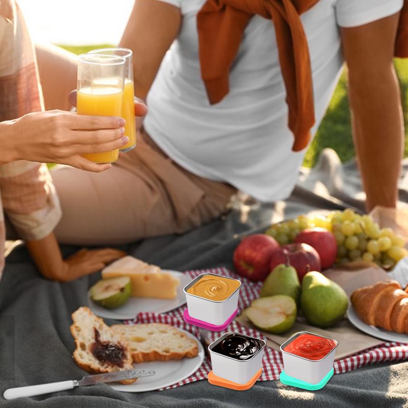 

Dressing Condiment Container 6X Dressing Condiment Stainless Steel 60ml Cup Container Outdoor Portable Dipping Sauce Cups Set CHINA