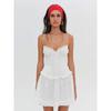 Forlove French Style Sweet White Three-Dimensional Steel Ring Embroidery Waist Hugging Slimming Holiday Style Short Sling Dress
