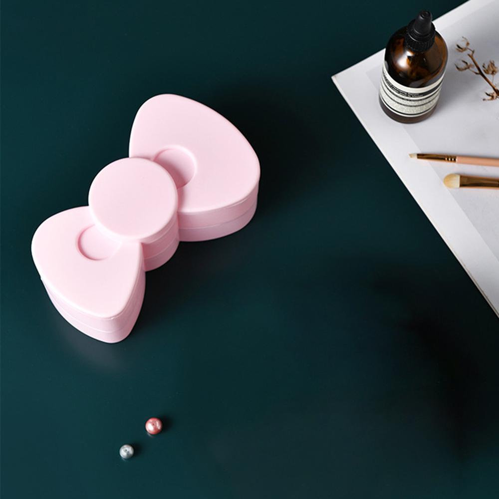 2PCS  Jewelry Box 360 Degree Rotating Bow Compact Cosmetic Portable Hairpin Headstring Desktop Storage Box