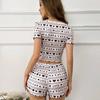Summer heart Printed Thin Pajamas Set Women Homewear Sexy slim Short Sleeve Crop Tops and Shorts 2 Pieces Sets Pyjamas Sleepwear