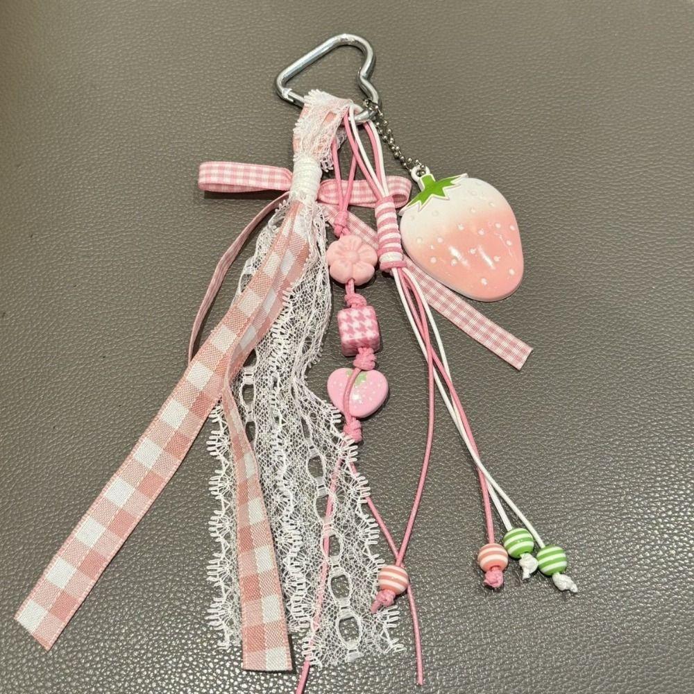 Bag Decoration Strawberry Bag Charms Girl Heart Girl Sweet  Key Chain  Birthday Kids Gift