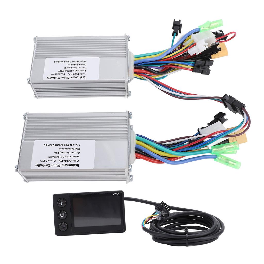 24 48V 500W 25A Li Battery LCD Instrument Dual Drive Controller Kit Water Proof Brushless Motor Controller Kit for