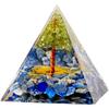 DANNY LIB Orgonite Pyramid with Peridot, Lapis Lazuli, and Resin Tree of Life Design for Chakra Purification