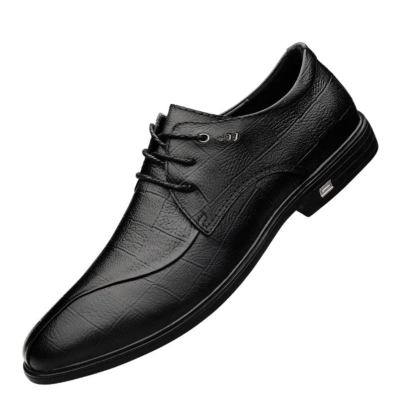 

Fashion Fashion Mens Leather Shoes Wedding Business Dress Oxfords Breathable Lace Up Shoes Man Formal Elegant Oxford Shoes For Men Retro 36 чёрный