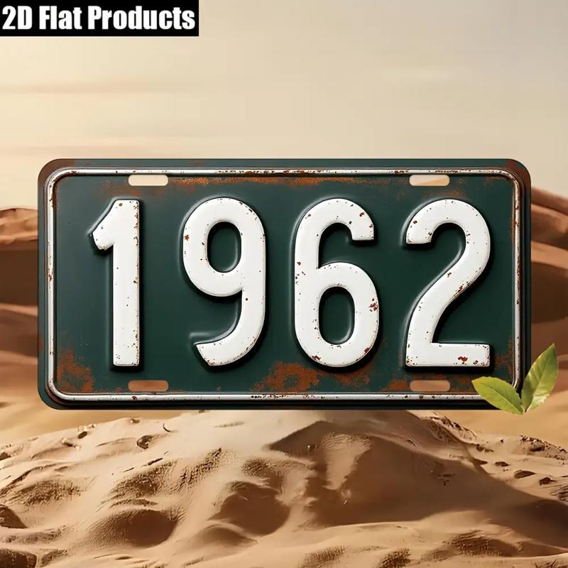 

x Inch Vintage Style Aluminum License Plate Tag Green White Retro Numbered Design 15x30cm(5.9x7.8inch)