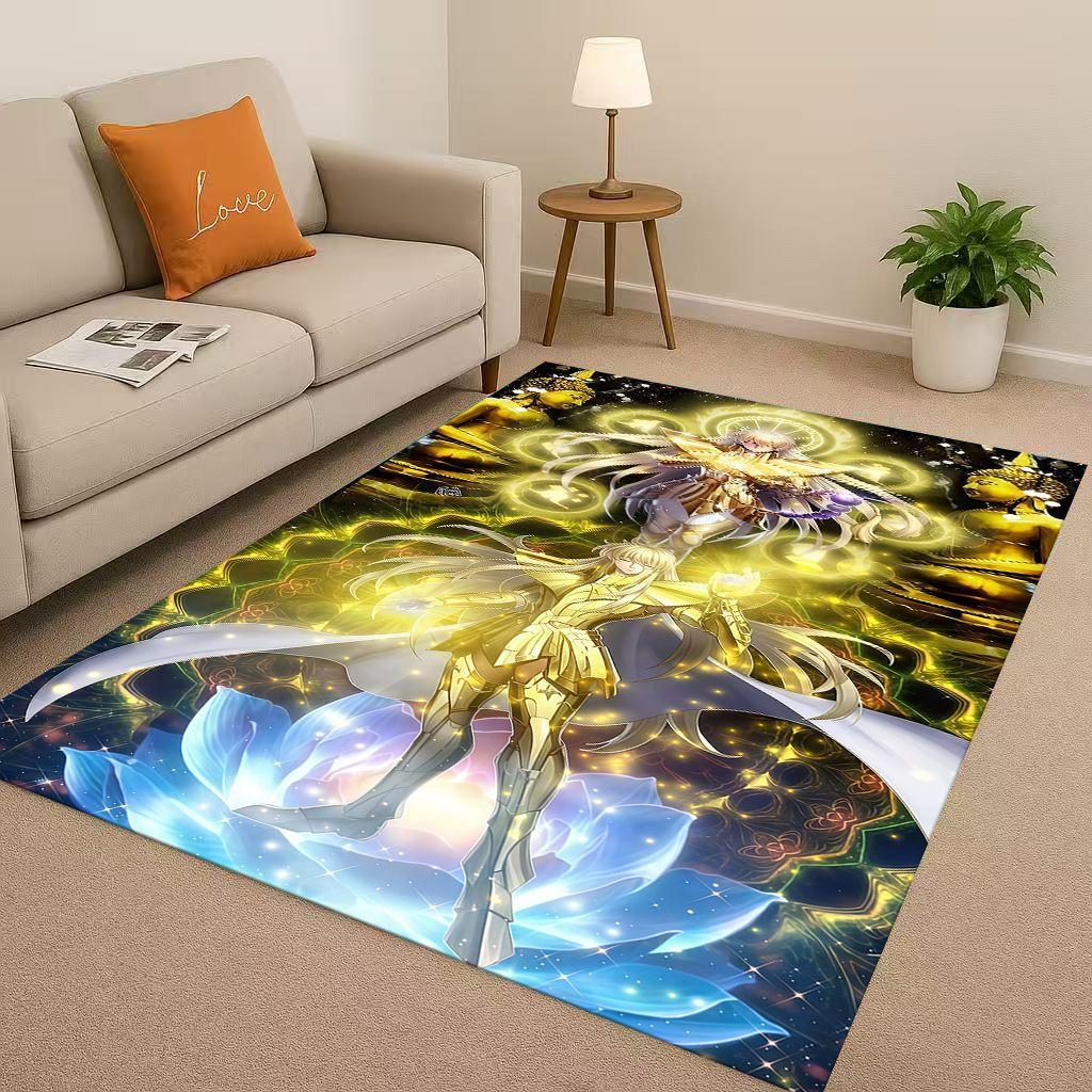 Retro Saint Seiya Shiryu Athena Cartoon Living Room Non Slip Area Rug Carpet for Bedroom Sofa,Easy Clean Home Decor Doormat Kids