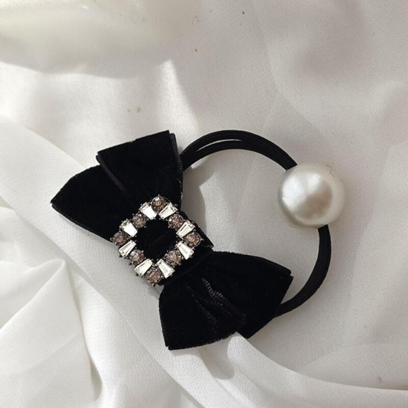 Pearl Ribbon Wedding Guest Look Velvet Heart Cubic Winter Hairband heart