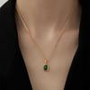 Mode Retro Quadratischer Grüner Zirkon Anhänger Halsketten Für Frauen Charm Halskette Mädchen Hochzeit Verlobung Schmuck Geschenk