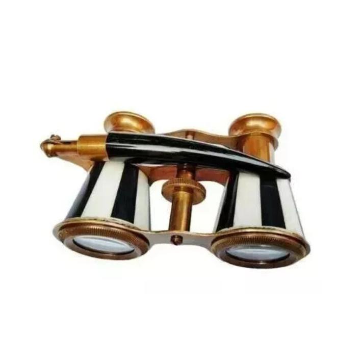 

Antique Vintage Opera Glasses Binoculars White Mother of Pearl & Handle Brass