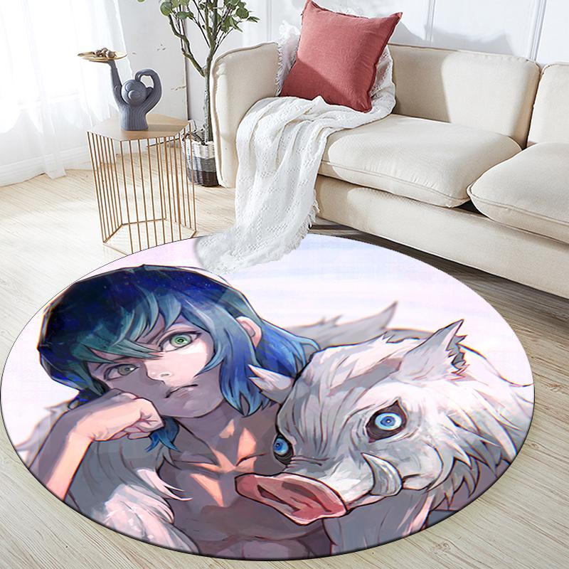 Cartoon Print Round Area Rug,Carpet Rug for Living Room Bedroom Sofa Playroom Decor,Non-slip Floor Mat