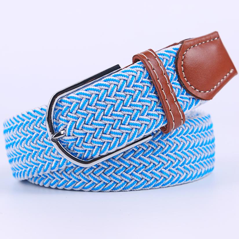 

Blue Black Female Casual Knitted Pin Buckle Men Belt Woven Canvas Elastic Expandable Braided Stretch Belts Women Jeans 60colors 3.3cmX107cm