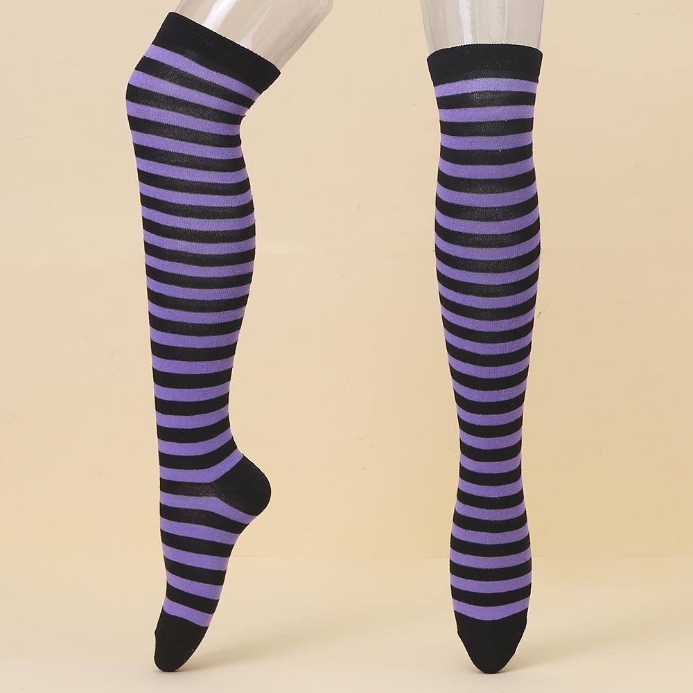 European & American Halloween Christmas Striped Over-the-Knee Socks for Women's Cosplay