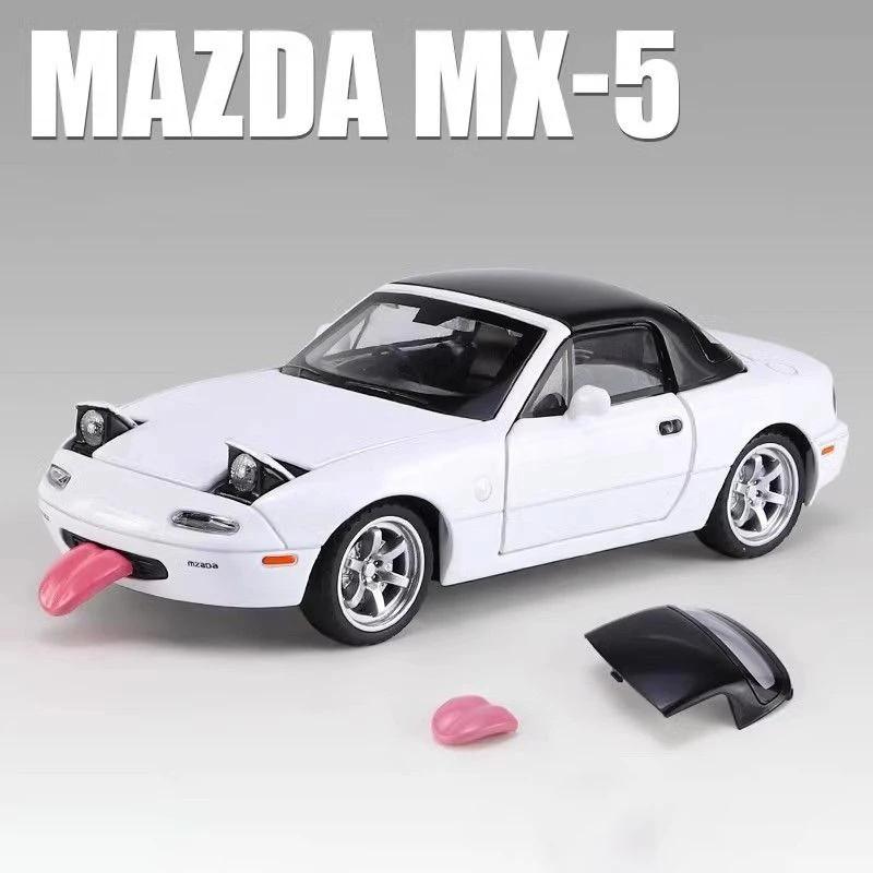 1/32 Mazda Miata MX5 Alloy Scale Car Model Diecast Miniature Car Toy Vehicle Sound and Light Collection Children's Toy Gift