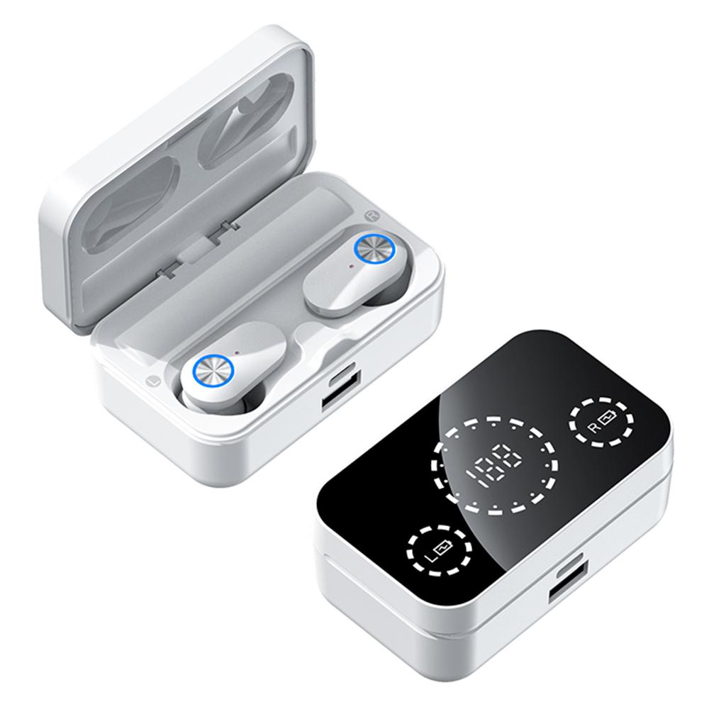 

YD08 Binaural HD Call In-Ear Wireless Bluetooth-compatible Earphones with Digital Display Charging Case White