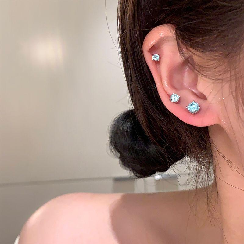 Ear-Caring Bi Medical Titanium Steel Flash Diamond Ear Bone Stud Small and Delicate Ear Stud Female Earrings Sleep No Need to Take off Earrings