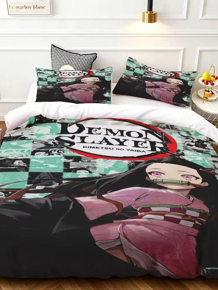 3D Hot sale anime Demon Slayer duvet cover and pillowcase kids' double bed bedding set home bedroom decor gift for boys Girl