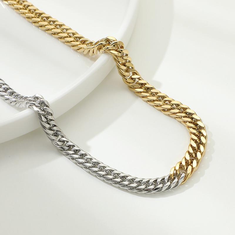 Meier New arrival hip hop punk style titanium steel necklace stylish color matching trendy cuban stainless steel clavicle chain