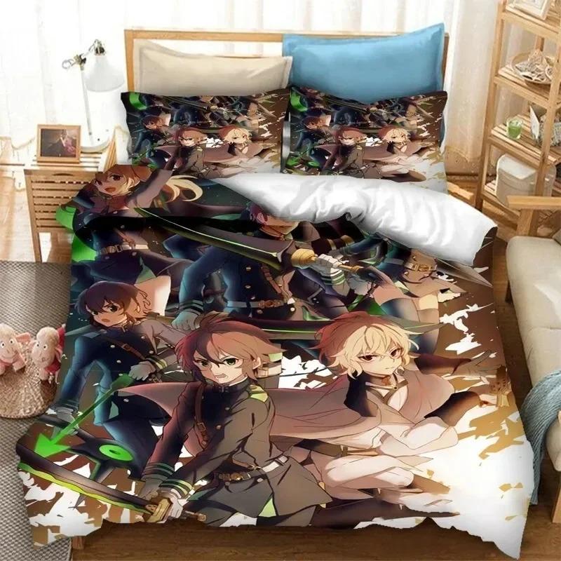 Anime Seraph of the End Mikaela Hyakuya Beding Set Bedrom Soft Modern Bedspreads Comefortable Soft with Soft Fabric Duvet Cover Quilt Pilowcase