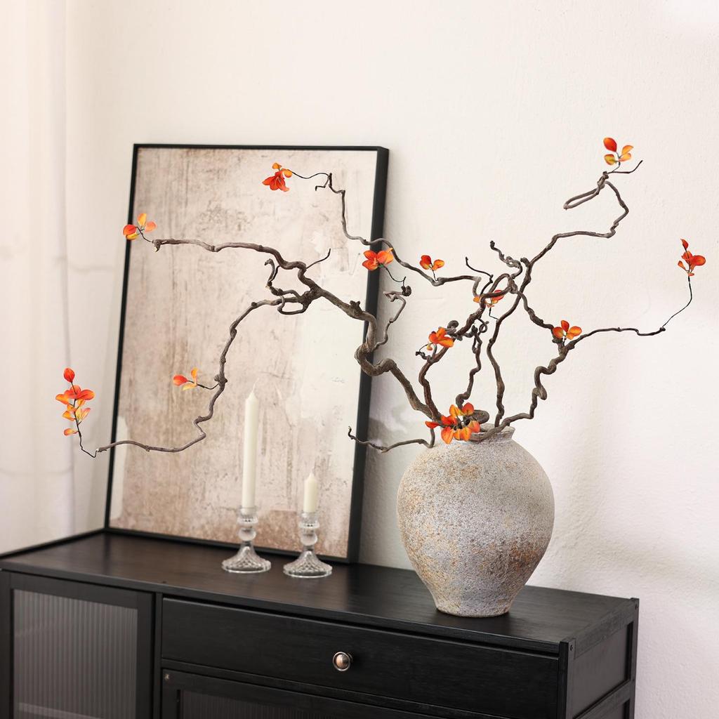 Zen Wabi-sabi Dried Flower Vase for Living Room or Hotel Decor with Dragon Jujube Branches