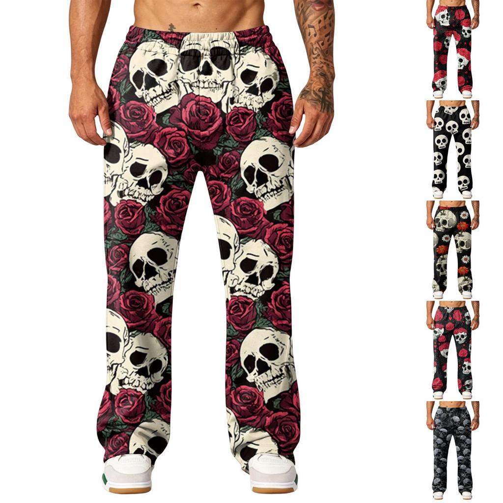 Men's Loose Fit Cargo Pants with Pockets Casual Printed Waist Joggers