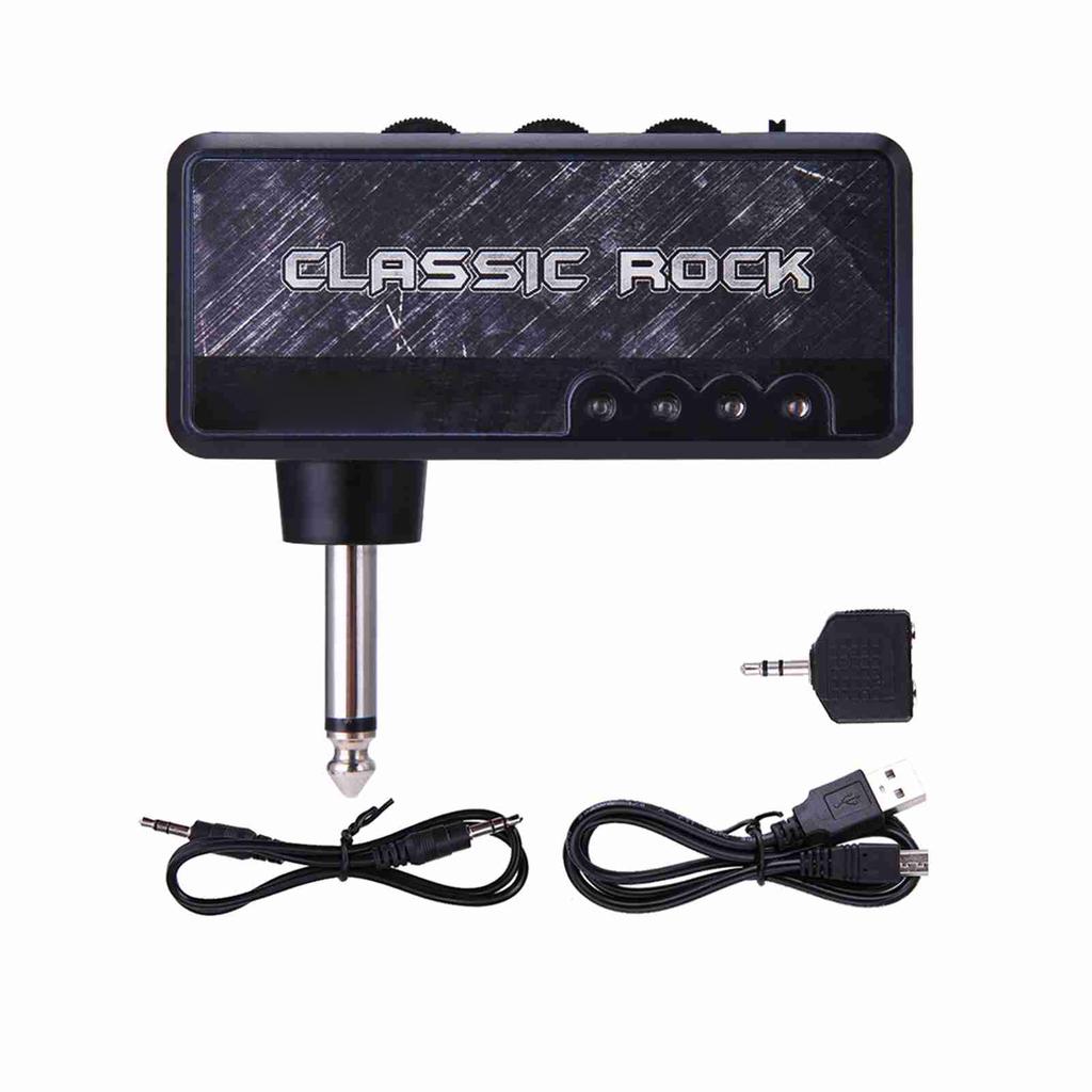 Electric Guitar Headphone Amplifier Amp 3.5mm Headphone Jack Aux In with Heavy Rock Distortion Effect Built in