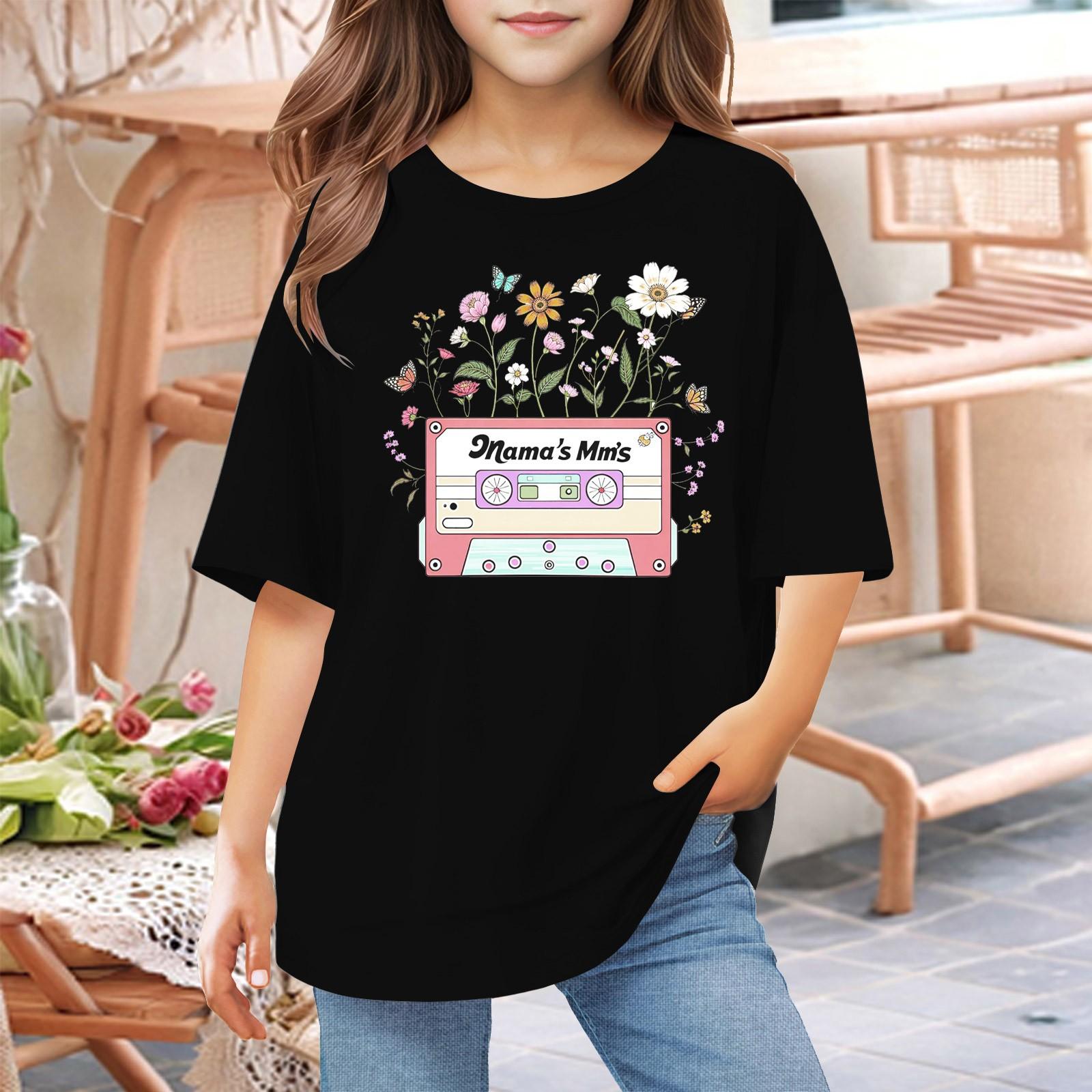 Футболки для малышей, девочек и мальчиков, детские футболки с короткими рукавами и принтом для мальчиков и девочек 1-12 лет 150 чёрный