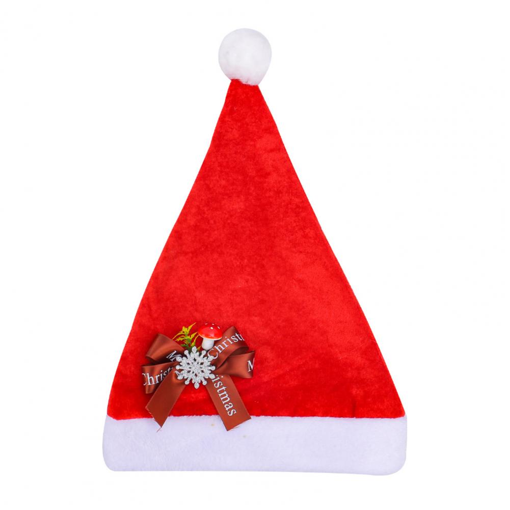 Party Santa Hat Decoration High Plush Santa Hat Festive Plush Velvet Santa Hat with Snowflake Decoration for Adults for New