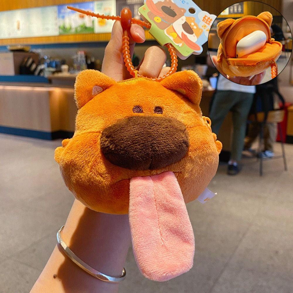 

Плюшевая сумка-кошелек в виде щенка на молнии, животное, лижущая собака, чехол для наушников, кошелек для монет в виде щенка, кошелек, для девочки