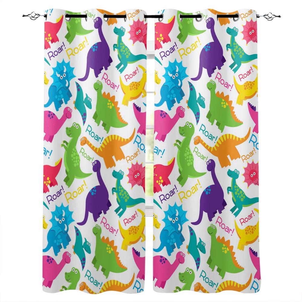 Dinosaur Cartoon Window Curtains Curtains for Living Room Decorative Items Living Room