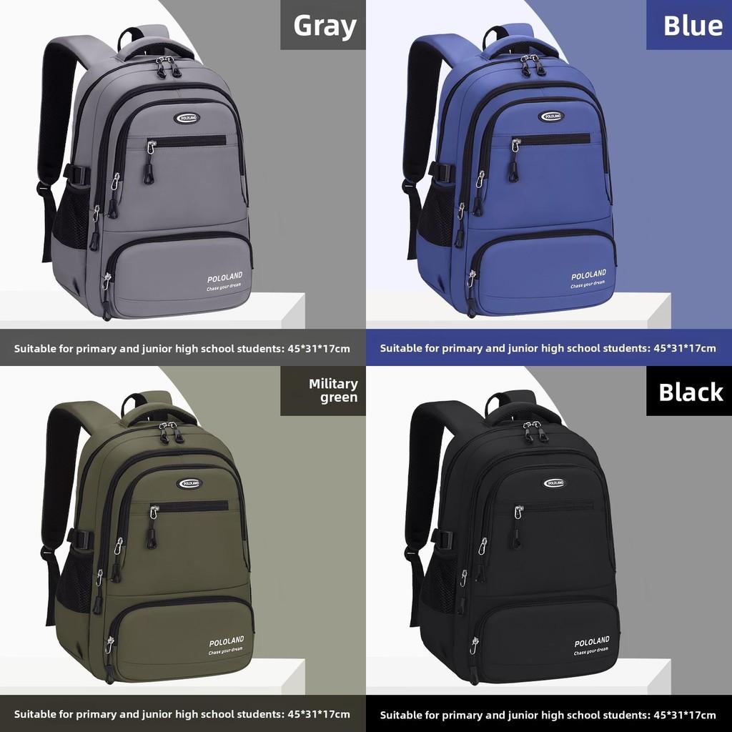 Backpack Solid Color Multipocket Storage Ergonomic Carry School Student Bags