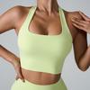 Elegant Design Hanging Neck Strap Sports Bra Pleated Back Women's Underwear Yoga Vest  Running