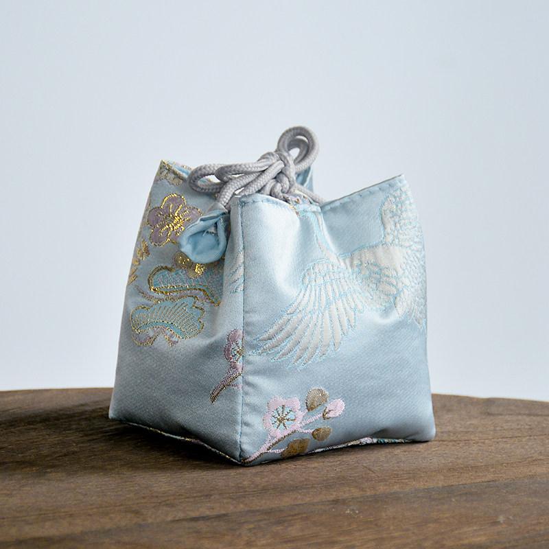 Čínská brokátová taška na čajovou soupravu Víčko na konvičku Miska Ochranná látková taška do exteriéru Jednoduchý hrnek na čaj Silná kapsa na svazek 8x9cm