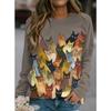 Digital Printed Pullovers Cartoon Cute Cat Autumn Winter Women's Round Neck Casual Long Sleeved Sweatshirt