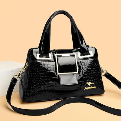 Women's Bag New Shoulder Bag Soft Leather Messenger Bag Middle-aged Mother Patent Leather Handbag Boston Bag