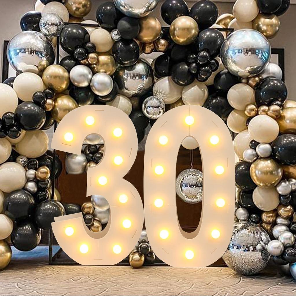 91,5CM Riesige LED-Zahlen-Lichtrahmen 1. Geburtstag Party Dekoration Kinder Hochzeit 30. 50. 60. Geburtstag Partyzubehör Babyparty