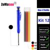 Reuseable Long Head Deep Hole Markers Pen Pencils Solid Carpenter Refill Leads Built-in Sharpener Woodwork Construction Tools