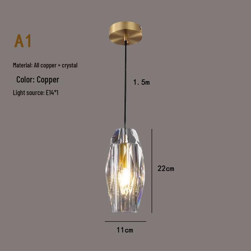 Luxury All-Copper Crystal Chandelier Pendant for Restaurants and Bedrooms