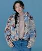 Covernat Woman Pattern Sherpa Zip-Up Jacket Ecru