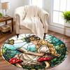 Fairy Tale Forest Reading Flannel-printed round floor mats are slip-resistant Suitable for living bedroom terrace garden carpets
